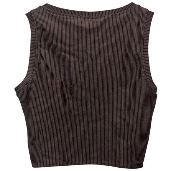 Aerie Offline Women's XL Brown Ribbed Shine Twist Front Cropped Tank Athleisure - Picture 4 of 4